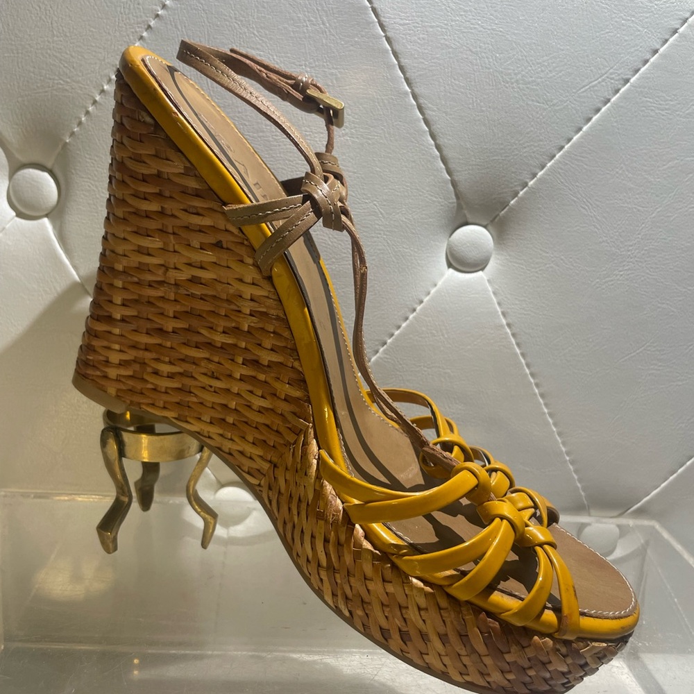 PRADA woven wedge strappy open toe sandals sz 39 made in Italy - Picture 7 of 15